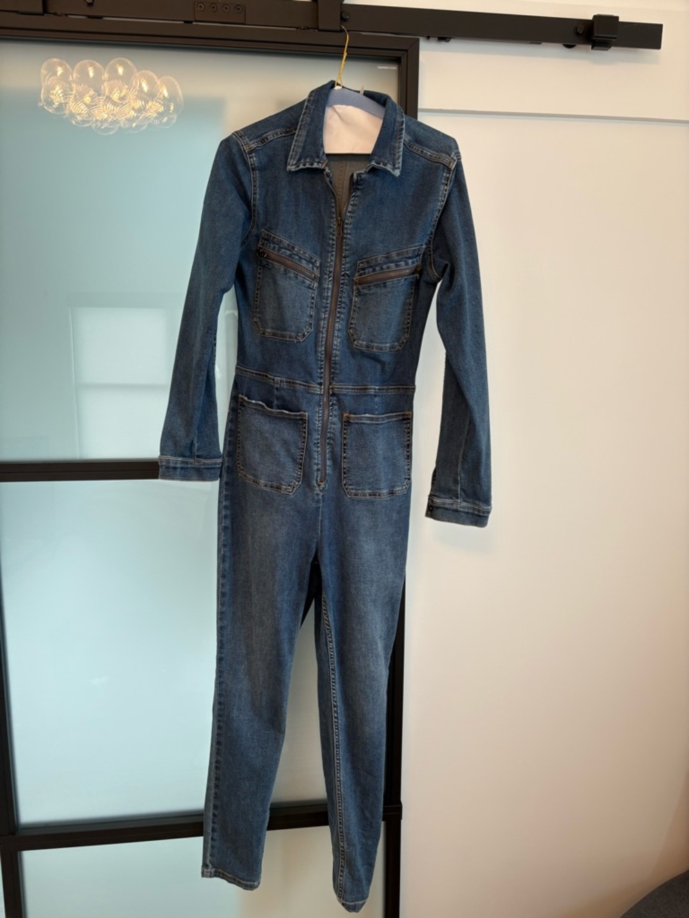 Free People medium blue denim jumpsuit